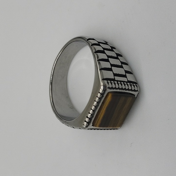 948- Tiger Eye Natural Gemstone Handmade Men's Ring Size 10.5 NWT - Picture 2 of 7